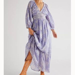 Free People Golden Hour Maxi Dress in Blue Violet Combo